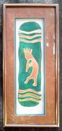 20" by 9" "Kokopelli Panel", Air Brushed Copper & Turquoise Mat