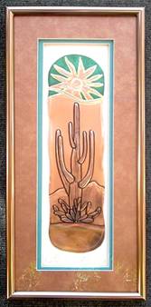 Saguaro With Sunburst Panel
Air Brush Copper & Turquoise Mat

