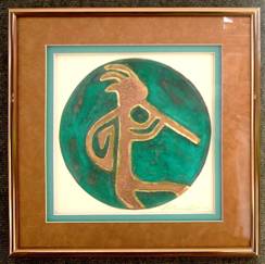 Flute Player Shield ,    Airbrushed Copper & Turquoise Mat







