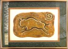 "Running Coyotes", 9" X 20", Black & Turquoise matting, $85.00