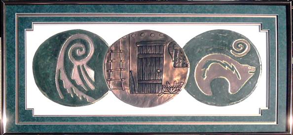 Pueblo, Bear, & Petro Symbol  20 X 40
Green & Copper Mat
