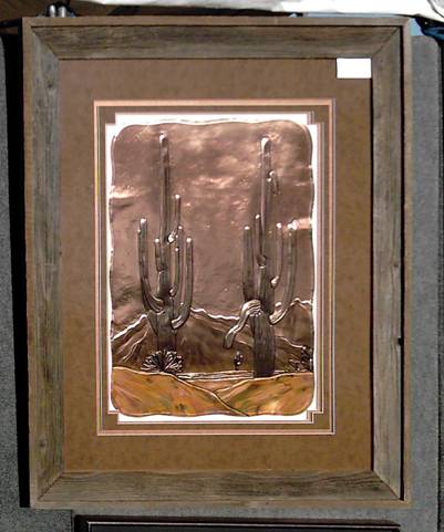 Tall Saguaros  
40 X 32
Saddle & Copper Mat With Barn Wood Frame.
$975.00
